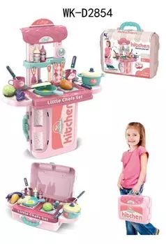 Чемоданчик-трансформер Кухня маленького шеф-повара, розовая