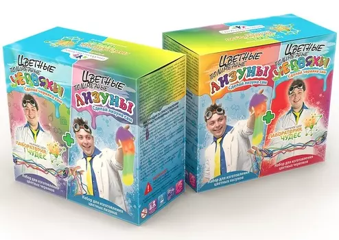 Цветные лизуны и червяки, 2 в 1