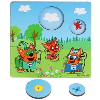 Деревянная настольная игра вкладыш Супергерои из серии Три кота