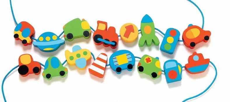 Деревянная шнуровка-бусы - Город