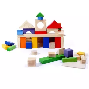 Деревянный конструктор, 51 деталь, окрашенный