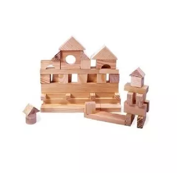 Деревянный конструктор неокрашенный, 35 деталей, в пакете