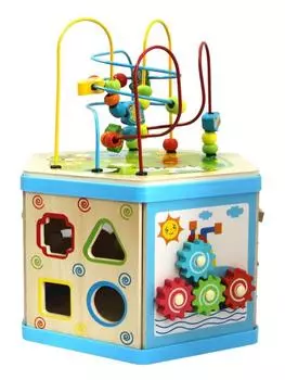 Деревянный куб-лабиринт 7 в 1