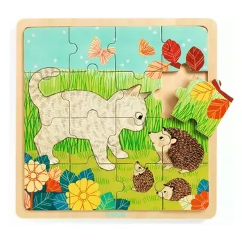 Деревянный пазл - Игра в траве, 16 элементов