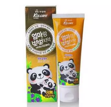 Детская гелевая зубная паста со вкусом красного винограда - Kizcare Kiss mom, 80 мл