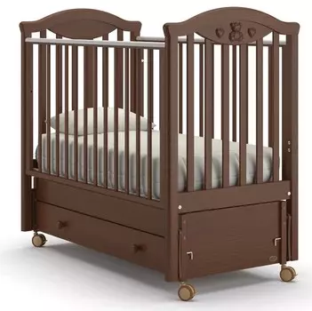 Детская кроватка – Nuovita Lusso swing, продольный. Noce scuro/Темный орех