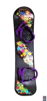 Детский сноуборд пластиковый с креплениями, черный