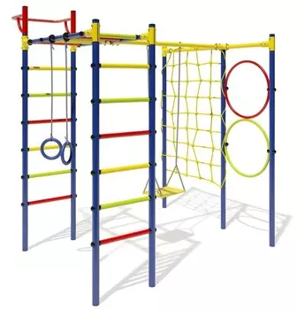 Детский спортивный комплекс Маугли - 15-01, синий с разноцветными ступенями