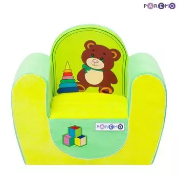Детское кресло Медвежонок, желто-салатовое