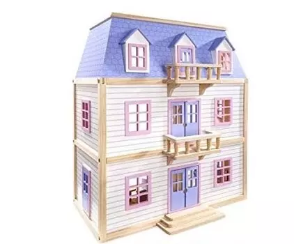 Дом для кукол, трехэтажный, 19 предметов