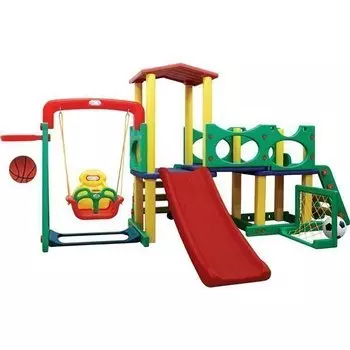 Двухэтажный игровой центр с горкой и качелями