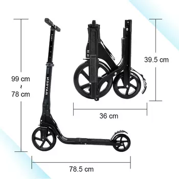 Двухколесный складной самокат Raysen серия Tour, черный