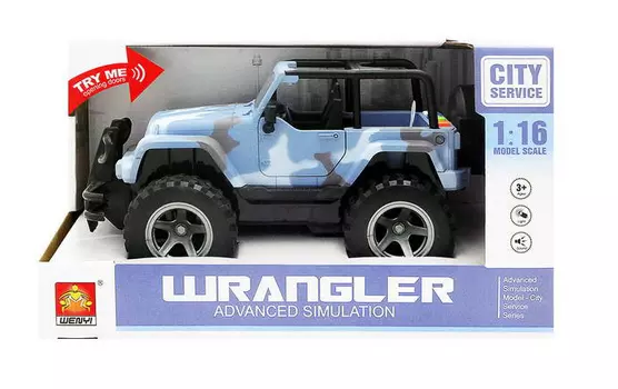 Джип инерционный, голубой, свет и звук, 1:16