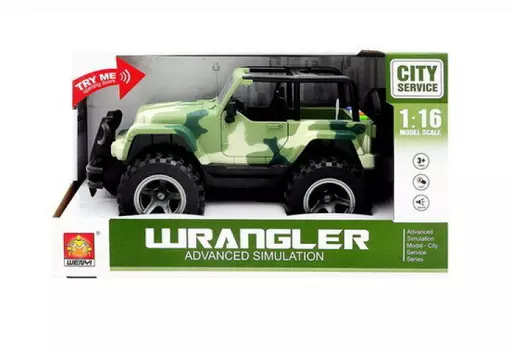 Джип инерционный, зеленый, свет и звук, 1:16