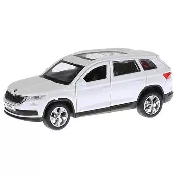 Джип Skoda Kodiaq, белый, 12 см, открываются двери, инерционный механизм