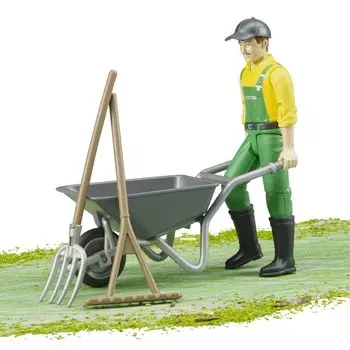 Фигурка фермера с тележкой и аксессуарами