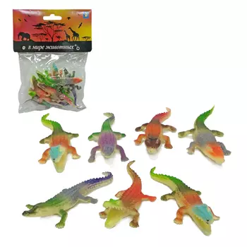 Фигурки из серии - В мире животных - Крокодилы, 8 штук