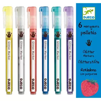 Фломастеры с блёстками, 6 шт.