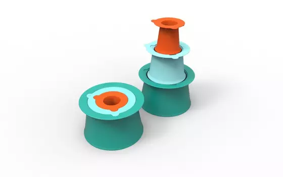 Формочки для 3-уровневых пирамид из песка и снега Quut Alto, цвет: зелёная лагуна + винтажный синий + очень оранжевый