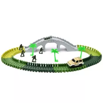 Гибкий трек - Комбат, мост, бугры, ворота, 1 машинка, 113 деталей