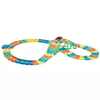 Гибкий трек LED со светодиодными лампами, 152 детали, мост, 1 машинка с 3 лампами