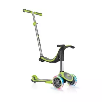 Globber Evo 4 in 1 Plus Lights с подножкой и светящимися передними колесами, зеленый