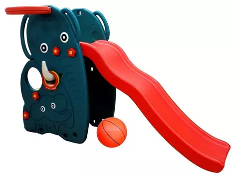 Горка-волна Слон с баскетбольным кольцом и мячом
