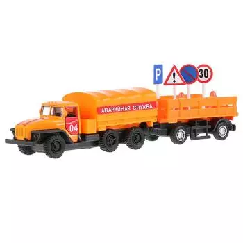 Грузовик аварийной службы с прицепом - Урал, 12 см, открываются двери, инерционный +ASST-WB)