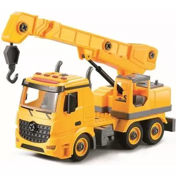 Грузовик-конструктор с подъемным краном, фрикционный, свет, звук, 1:12