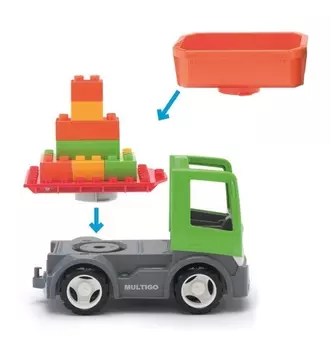 Грузовик со строительной платформой и сменным кузовом, 22 см.