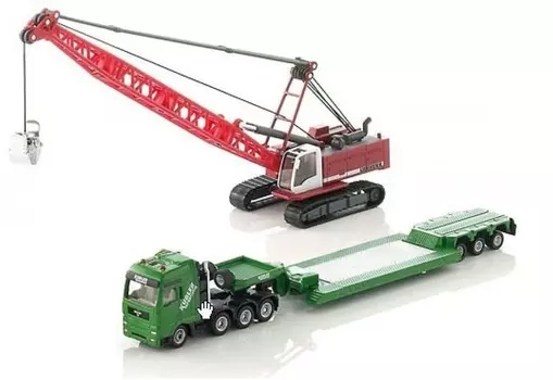 Грузовик-тягач с экскаватором и сервисной машиной