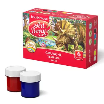 Гуашь ArtBerry с УФ защитой яркости, 6 цветов/20 мл