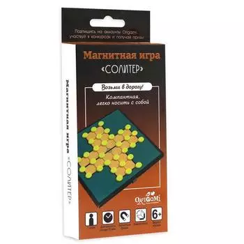 Игра настольная магнитная – Солитер, 33 предмета
