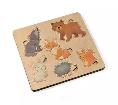 Игра развивающая деревянная - Лесные животные, 21 х 21 см.