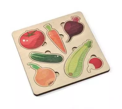 Игра развивающая деревянная – Овощи, 21 х 21 см.