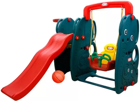 Игровая зона Слон c горкой-волной, баскетбольным кольцом и мячом, качелями с музыкальной панелью