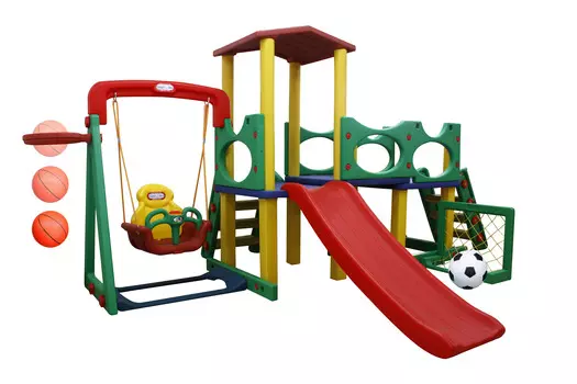 Игровая зона Smart Park с горкой, качелями, баскетбольным мячом и воротами