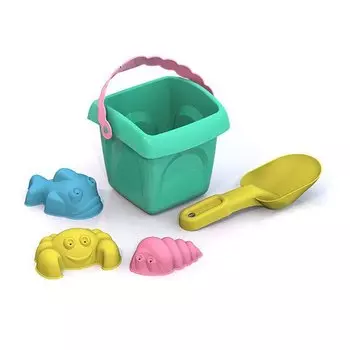 Игровой набор для песочницы №4 – Лето: ведро большое, совок большой и 3 формочки