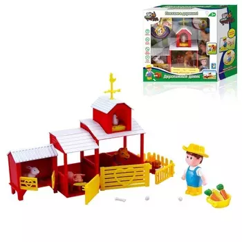 Игровой набор Ферма с двухэтажным домиком, фермером и зверюшками
