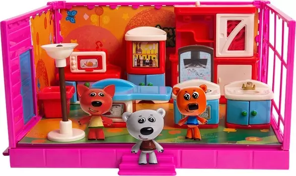 Игровой набор из серии Ми-Ми-Мишки - Кеша, Тучка и Лисичка, с кухней и 12 деталями интерьера