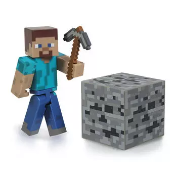 Игровой набор из серии Minecraft с фигуркой Стива, кубом земли и киркой