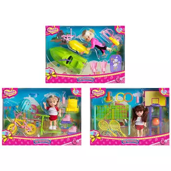 Игровой набор - Летние развлечения, с куколками и аксессуарами, 3 вида