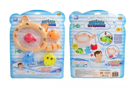 Игровой набор Веселое купание - Сачок и 4 фигурки