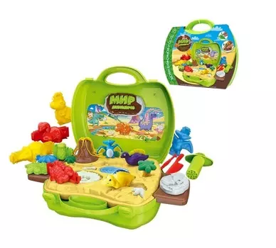 Игровой набор в чемоданчике с тестом для лепки - Мир Динозавров, 26 предметов