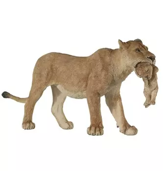 Игрушечная фигурка львицы с львёнком