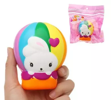 Игрушка-антистресс Squishy - М-м-мняшка - Зайчик в воздушном шаре, 10 см