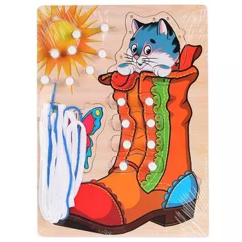 Игрушка деревянная - Шнуровка в пленке