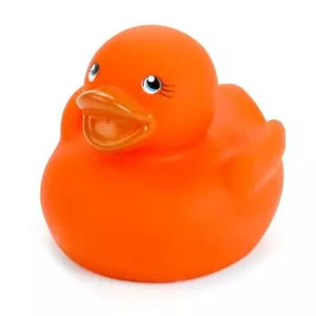 Игрушка для купания - Термо уточка, оранжевая в сетке