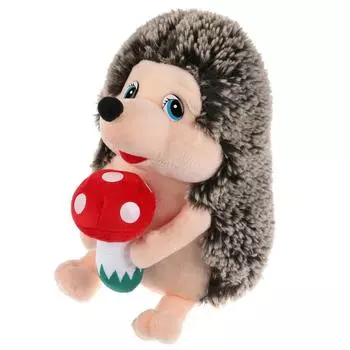 Игрушка мягкая Ёжик с грибочком, 22 см, музыкальный чип и стихи Дружининой