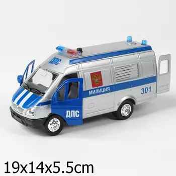 Инерционная металлическая машина Газель "Милиция/Полиция" свет, звук 1:43